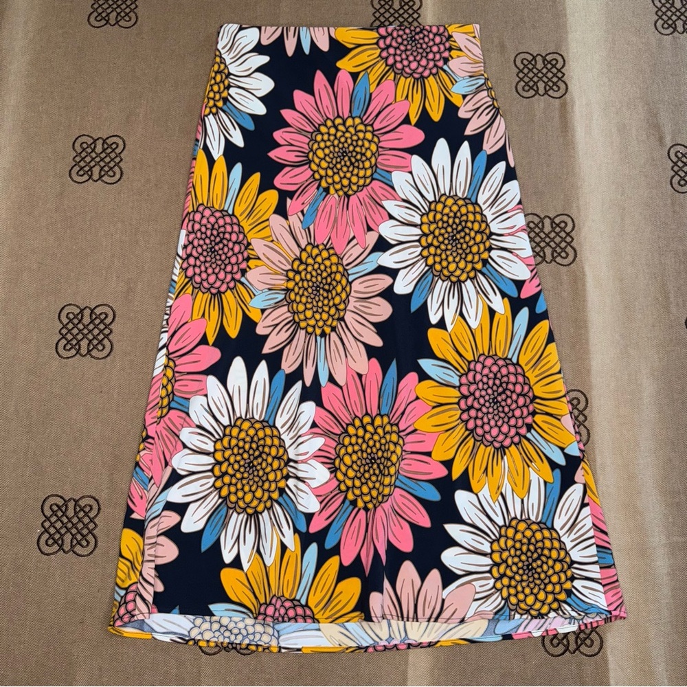 Rachel Zoe Multicolor Floral Print Elastic Waist A-Line Midi Skirt Size 2 - Picture 1 of 12